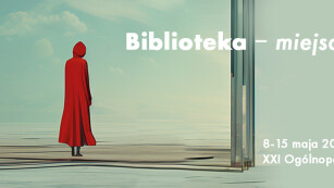 Fotografia przedstawia plakat z okazji Ogólnopolskiego Tygodnia Bibliotek pod hasłem 